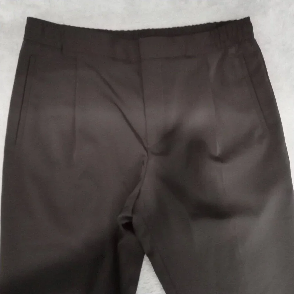 Reiss Trousers Mens 34 (34x28) Dark Aubergine Wool Nakata Drawstring Relaxed - Picture 10 of 16